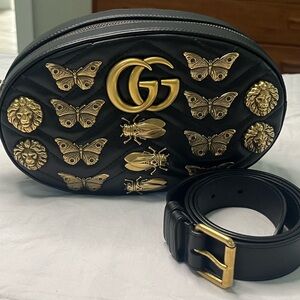 gucci matelasse Animal Studs GG Marmont Waist Bum Crossbody Bag Never Used